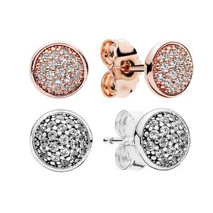 Clear Cz Diamond Pave Disc Серьги 925 Серебряные серебряные подарки с оригинальной коробкой для мужской серьги Pandora