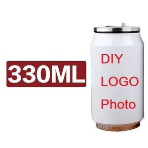 330ML Thermos Cola Can DIY PO Name TEXT Colorful Printing Customize Personalize Kids Gift Keep Cold Cool Drink Milk Tea 220706