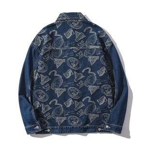 Erkek Ceketler Erkekler Hip Hop Retro Tie boya denim ceket gevşek sokak baskısı harajuku tarzı ceketli