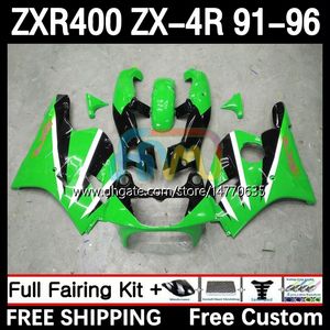 OEM-kropp för Kawasaki Ninja ZXR 400 CC ZX-4R ZX4R 91-96 BOODYWORK 12DH.131 ZX 4R 4 R 400cc ZXR400 91 92 93 94 95 96 ZXR-400 1991 1992 1993 1994 1995 1996 Fairings Green Black