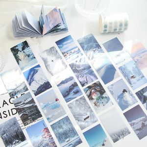 ギフトラップ50pcs/lot ins自然景色ステーショナリーステッカー美的旅行帳かわいいクラフト日記ablumジャンクジャーナルスクラップブッキングギフト