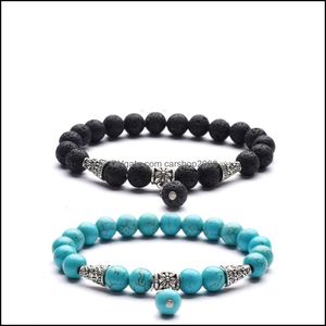 Charm Bracelets Jewelry 8Mm Black Lava Stone Turquoise Bracelet Diy Aromatherapy Essential Oil Diffuser For Women Men Drop Delivery 2021 Bzl