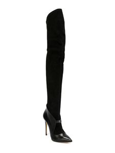 패션- 새로운 패션 부츠 포인트 발가락 버클 스파이크 하이힐 허벅지 나이트 부츠 겨울 여자 신발 긴 부츠