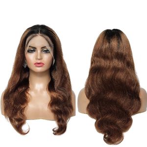 30inch Ombre Brazilian Body Wave x4 Lace Frontal Wig Blonde x4 Closure Wigs 密度100 ヒト髪13x6x1 Tパートウィッグ