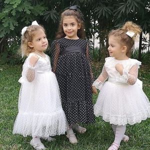 Girl's Dresses Baby Girl White Dress Long Sleeve Vintage Retro Kids For Girls Clothes Christmas Princess Children ClothesGirl's