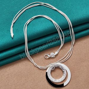 925 Cadeia de cobra de cobra de 18 polegadas de prata esterlina colar de pendente fosco para mulheres jóias de festas de festas de casamento de moda