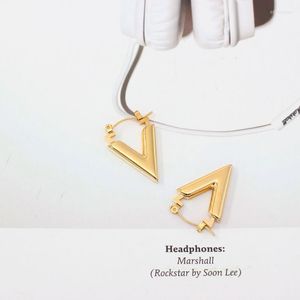 Hoop & Huggie Stainless Steel Initial Letter V Drop Women Earrings Jewelry Gift English Geometry Jewellry For Him Odet22