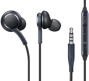 Normal kvalitetskrävad i örat 3,5 mm Jack Stereo Earphones Earskydd med MIC -fjärrkontroll för Samsung Galaxy S10 S20 Plus Obs 8 9