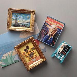MONA LISA Kylskåp Magnetiska klistermärken Van Gogh Sunflower Världsberömda målningar 3D Kylmagneter Hemdekoration Samling