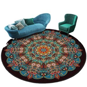 Carpets Ethnic Style Retro Carpet Round North European Terrace Coffee Table Hanging Basket Living Room Decorative Floor MatCarpets