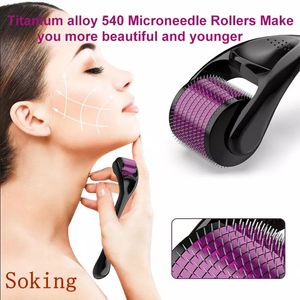 Microneedling MTS 540 Needle Black Derma Roller 0,5 mm skägg tillväxt Titanium Skinvårdsverktyg Guld 2,0 mm/ 2,5 mm/ 3mm Microneeding för män