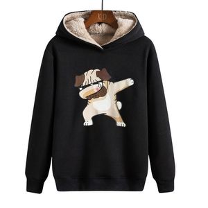 Winter Man Hoodie Streetwear Winter Fleece Hiphop Style of Chinese Characters Hand Plush and Cotton for Warmth Animal Print 201113