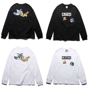 Men s T Shirts Kith KITT Tom and Jerry cat mouse cheese clip spring autumn long sleeve round neck bottomed T shirt PGC7