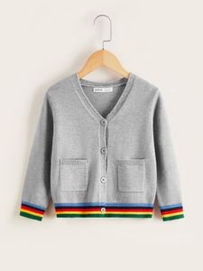 Toddler Boys Colorful Striped Pattern Double Pocket Cardigan SHE