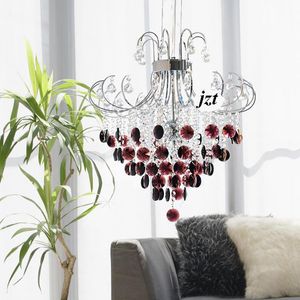 Lâmpadas pendentes Modern Luster Transparent Purple/Black Crystal Candelier E14 Luzes LED LUZES Restaurante Lâmpada de casamento AC 90-260VPingente