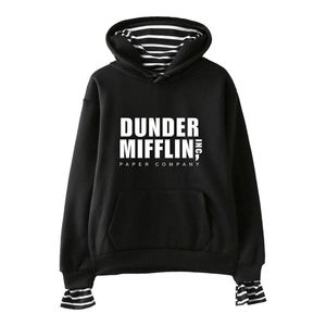 The Office TV Show Dunder Mifflin Fake Two Piece Felpe con cappuccio da donna a maniche lunghe Felpa con cappuccio Ragazze Casual Streetwear Abbigliamento T200525