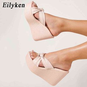 Eilyken New Arrival Summer Peep Toe Platform Wedges Slippers Sandals Fashion High Heels Female Mules Shoes