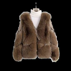 Zero Fish 2020 New Fur Coats Women Fashion Fur Locomotive Clothing Collar Genuine Leather Winter Warm Fur Overcoats T220810