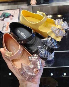 Ny 2022 Mini Melissa Jelly Shoes Bowtie Mommy and Me Candy Shoes Girl Pvc Bow Princess Jelly Shoes Melissa Sandals SH19113 G220523