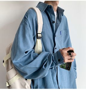 Men Vintage Harajuku Button Up Solid Shirts Streetwear K-pop 8 Pure Colors Blouses Male Long Sleeve Fashion Hip Hop Dress Shirts