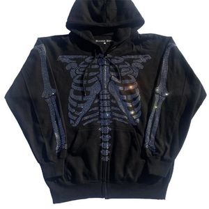 Skull Head Hoodie Womens Sweatshirt Loose Hooded Jacket Pattern Zipper Autumn Casual Jacket Womens Tops 220816