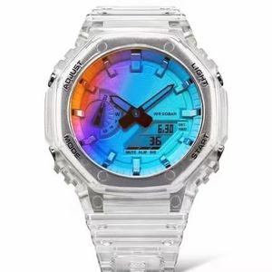 Moda Orologi da polso con funzionalità complete LED Dual Display Uomo Donna Casual Sport Royal Oak Orologio elettronico analogico digitale da donna impermeabile -4