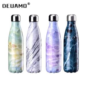 Custom 500ML Water Bottle Vacuum Insulated Flask Thermal Sport Cold Cup Stainless Steel thermos bottle Creative Marble 220706