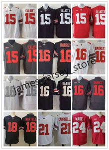 XFLSPカレッジオハイオ州立バッキーズサッカージャージ15 Jezekiel Elliott 16 J.T Barrett 18 Tate Martell 21 Parris Campbell 24 Shaun Wade 25 Mike Weber JR