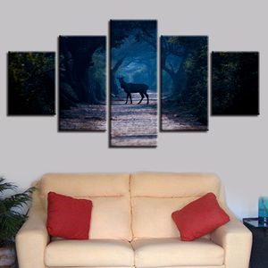 Bison auf der Wildnisstraße Leinwand-HD-Drucke Poster Heimdekoration Wandkunst Bilder 5-teiliges KIT Gemälde ohne Rahmen