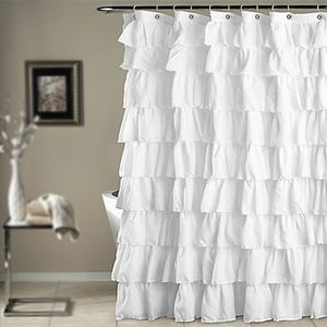 Duschvorhang liefert solide Badezimmer-Badezimmer-Dekoration für Zuhause, weiß mit Haken 220517