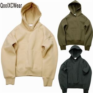 Qoolxcwear mycket bra kvalitet fina hiphop hoodies med fleece varm vinter herr hoodie tröja swag solid pullover 220726