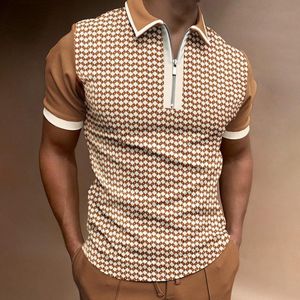 Men's T-Shirts Summer Brand Striped Zipper High Quality Mens Designer Shirts With Short Sleeve Casual Tops Fashions Men ClothingMen's Men'sM