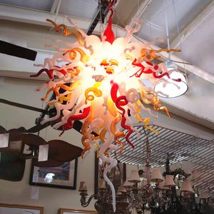 Modern LED Pendant Lamp White Red Amber Color Hand Blown Glass Chandeliers Lighting