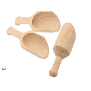 Wooden Scoop Teaspoon Small Salt Shovel Bath Salt Spoon Milk Powder Scoops Wood Condiment Spoons Coffee Tea Mini Sugar Spoon RRB15307