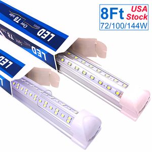 8Ft LED Loja Luzes, 96 polegadas 8 Ft Linkable Bulbos de Tubo Integrados, V Forma 72W 100 W 144W 15000LM, 8 'Luzes de Refrigerador, 96' 'Plugue industrial em Oêmulo direto com fio