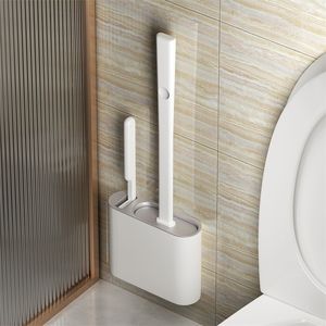 Silicone TPR Toilet Brush and Holder Toilet Bowl Brush with Holder Set Wall Hanging Toilet Brush Silicone Bristles for Floor 220815