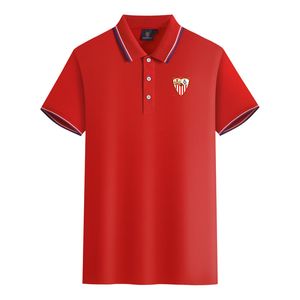 Sevilla FC Männer und Frauen Polos mercerisierte Baumwolle Kurzarm Revers atmungsaktives Sport-T-Shirt Das Logo kann individuell angepasst werden