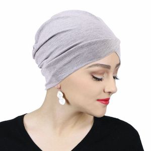 Modelo algodão subscarf muçulmano boné hijab women cruzamento de cabelo de cabelo bonnet quimioterapia ninja chapéu de chapéu na cabeça do lenço de encerramento