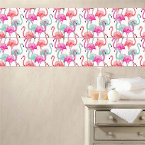 Wall Stickers YRHCD Nordic Style Flamingo Bathroom Tiles Sticker Waterproof Self-adhesive Home Decoration Wallpaper