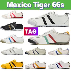 En yeni Meksika Tiger 66S Deri Erkekler Sıradan Ayakkabı Beyaz Siyah Birch Yeşil Derin Mavi Metalik Altın Bej Kırmızı Krem Prusya Gri Tasarımcı Erkek Kadın Sporcular Antrenörler