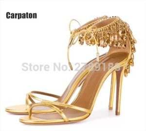 rhinestone buckle strap hollow-out street party high heel thin open-toe sandals chaussure Platform Casua sandal Denim Canvas custom Dress sh