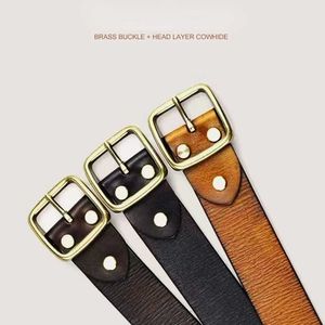 2022 TopSelling Genuine Leather belt men's leisure simple leather copper buckle waistband Classic luxury pants belts