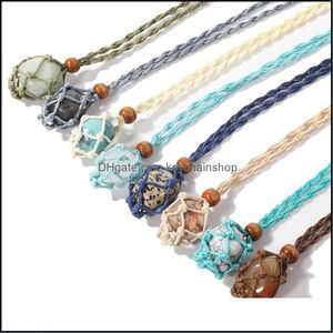 Pendant Necklaces Pendants Jewelry Eco Friendly Linen Cord Necklace Interchangeable Gemstone Rame Crystal Pouch Net Drop Delivery