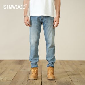 Spring Free Cross Elastic Jeans Men Comfortable Tapered Ankle-Length Denim Trousers SL230227