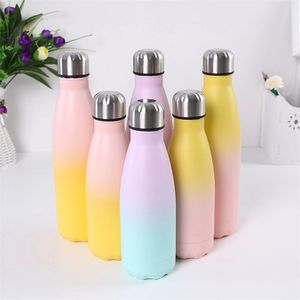 Custom 500ml Double color Water Bottle Insulated Cup Stainless Steel Thermos Bottle Portable Travel Sport Vacuum Gift Cup 220621