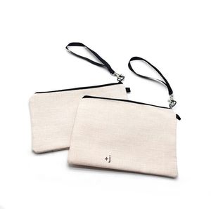 Sublimation Blanks Cosmetic Bag Favor Linen Multi-function Coin Purse Soild Color Mobile Phone Bags Portable Makeup Pouch