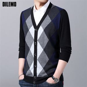 Marca di moda 6% maglioni di lana Mens Cardigan Jumpers Knit V Neck Autumn Slimt Models Slimt Fit Men Cashings Abibiti 201224