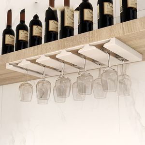 Rack de vidro de vinho de ouro branco sob o armário do suporte do suporte de armazenamento de armazenamento de metal para o bar cozinha 220509