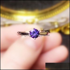 Cluster-Ringe Schmuck Natürlicher echter Amethyst oder Granat Peridot Kleiner runder Ring pro 0,4 ct Edelstein 925 Sterling Silber fein T213206 Tropfen liefern