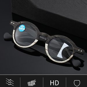 Sunglasses Retro Wood Grain Progressive Multi-focus Reading Glasses Men Women Anti-blue Light Far And Near 1.0 1.5 2.0 To 4.0Sunglasses